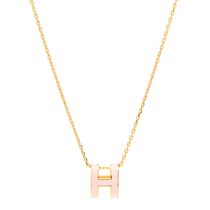 Hermes Lacquered Rose Gold Pop H Pendant Necklace Rose Dragee 1 of 6