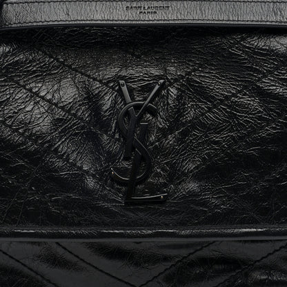 Saint Laurent Crinkled Calfskin Matelasse Monogram Medium Niki Chain Satchel Black 7 of 9