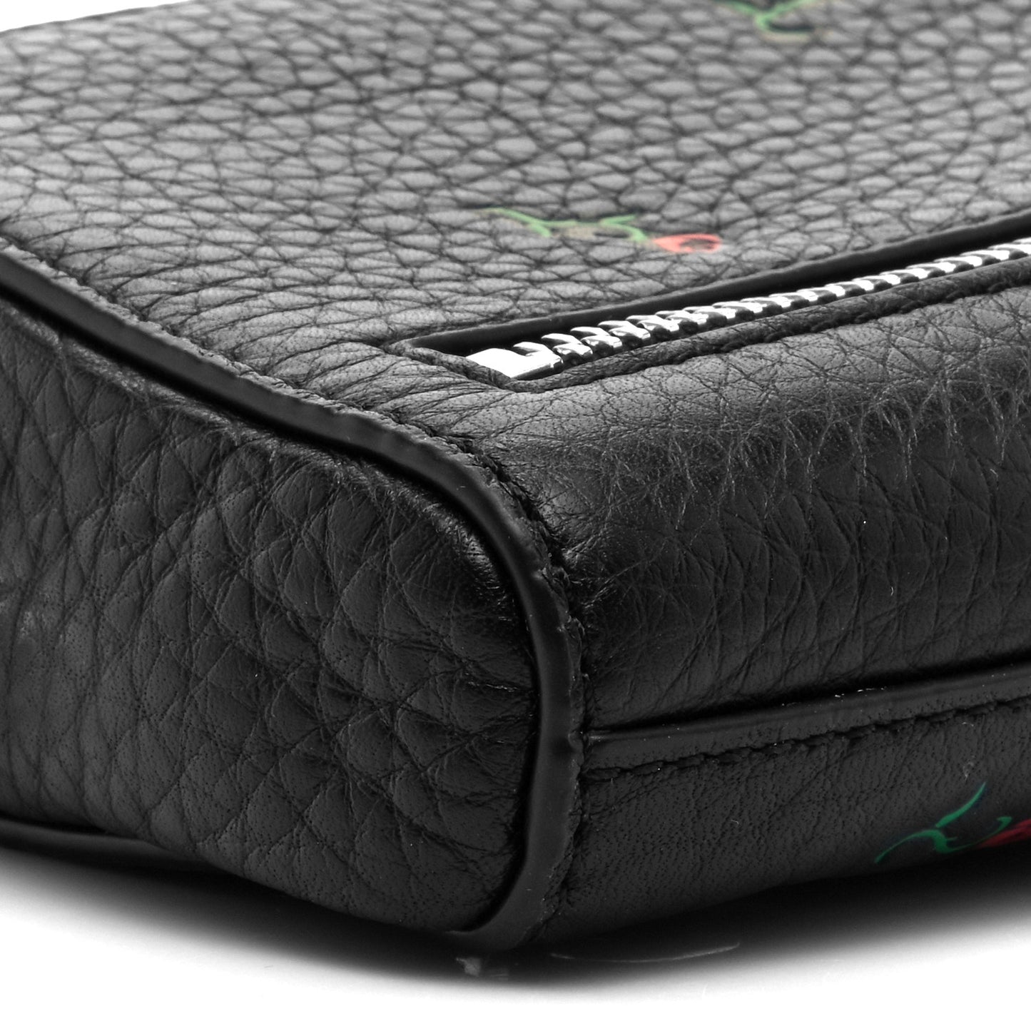 Pebbled Lambskin Rose Large Fumo Clutch Black