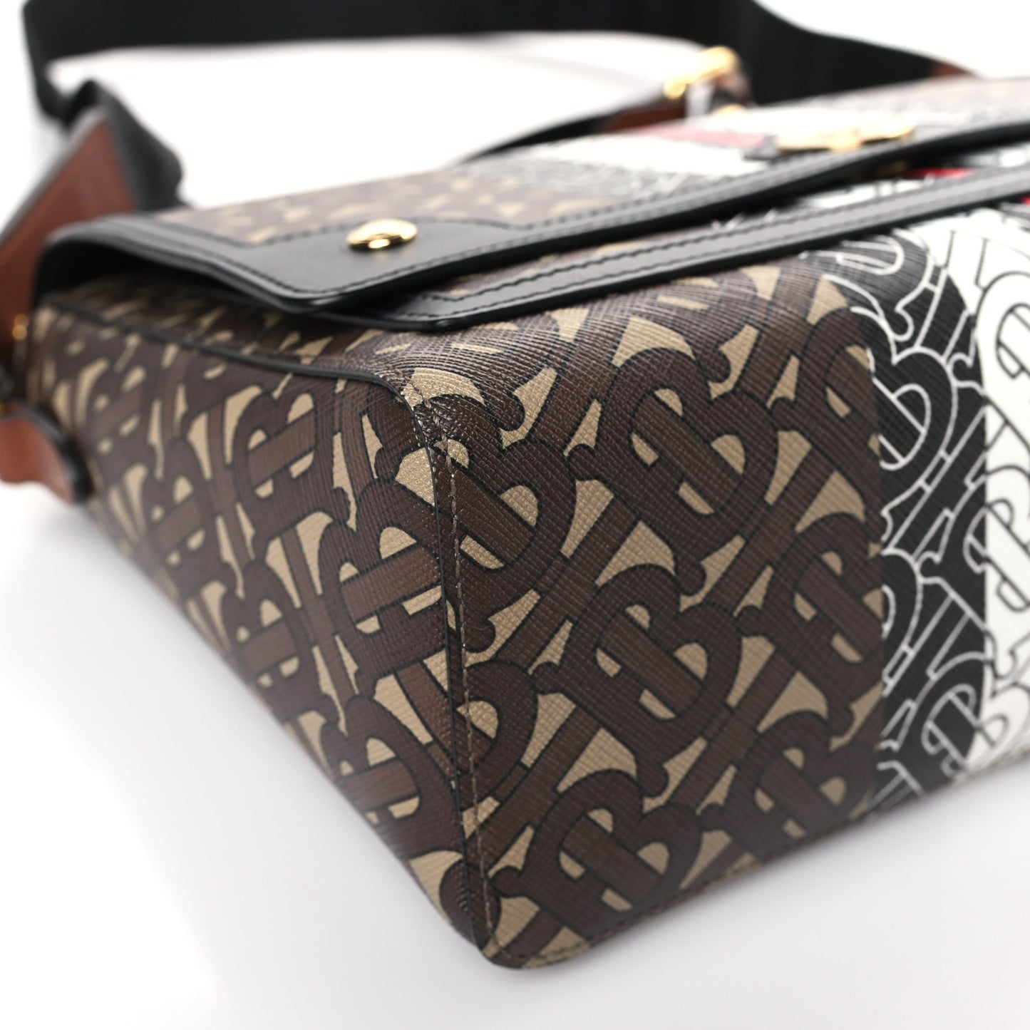 E-Canvas Monogram Stripe Note Crossbody Bag Bridle Brown