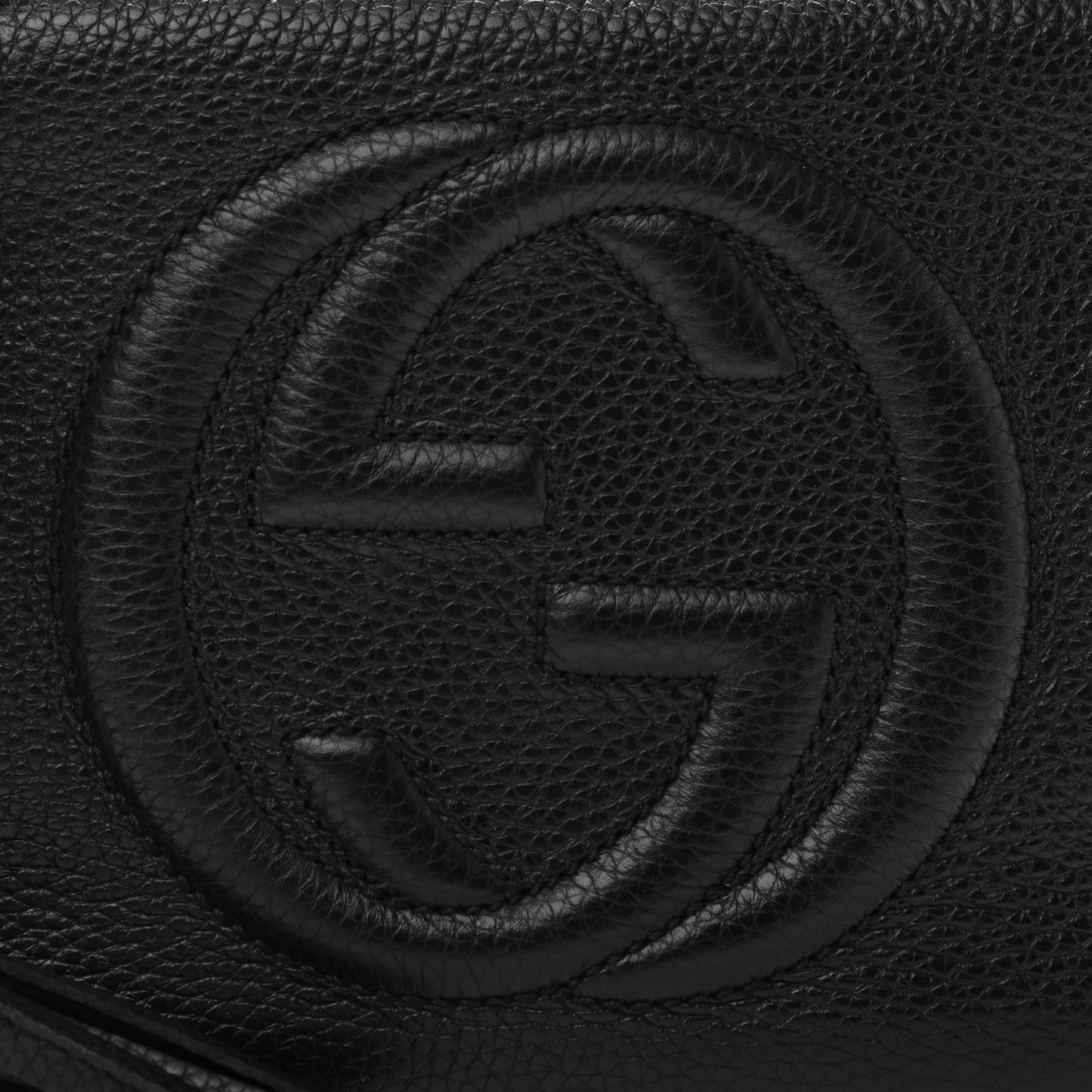Pebbled Calfskin Small Soho Disco Bag Black