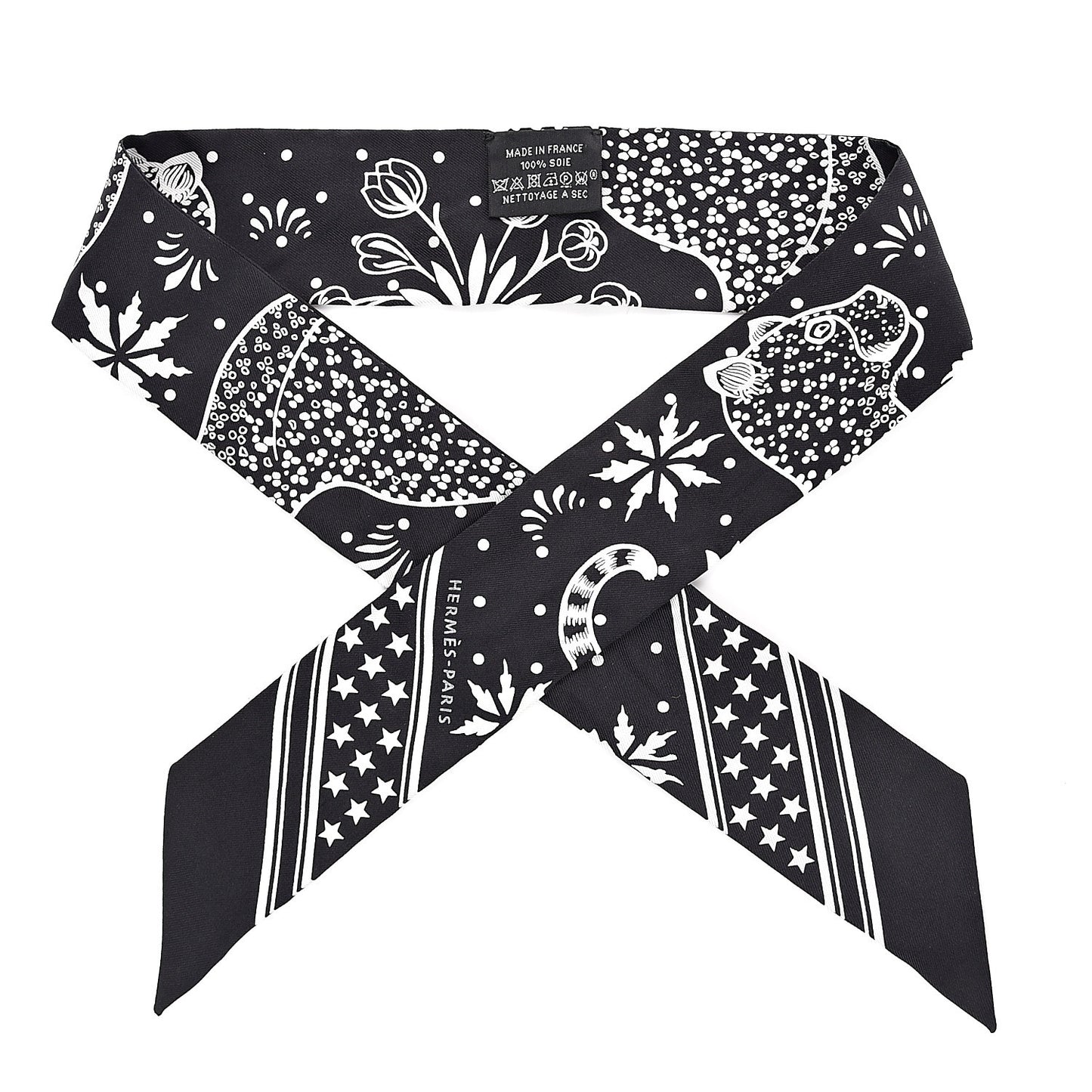 Silk Les Leopards Twilly Black White