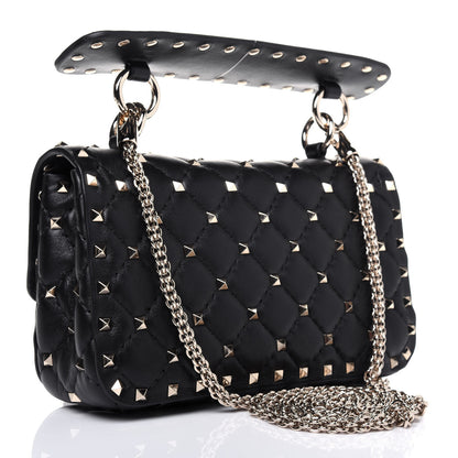 Valentino Garavani Lambskin Small Rockstud Spike Shoulder Bag Black 3 of 10