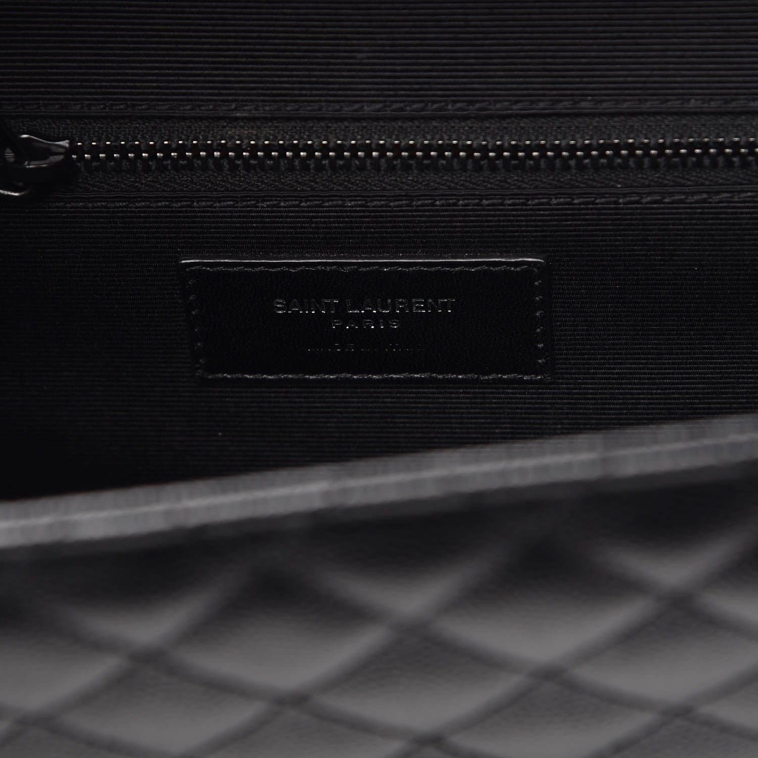 Saint Laurent Grain De Poudre Textured Mixed Matelasse Large Triquilt Monogram Monochrome Satchel Black 6 of 11