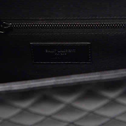 Saint Laurent Grain De Poudre Textured Mixed Matelasse Large Triquilt Monogram Monochrome Satchel Black 6 of 11