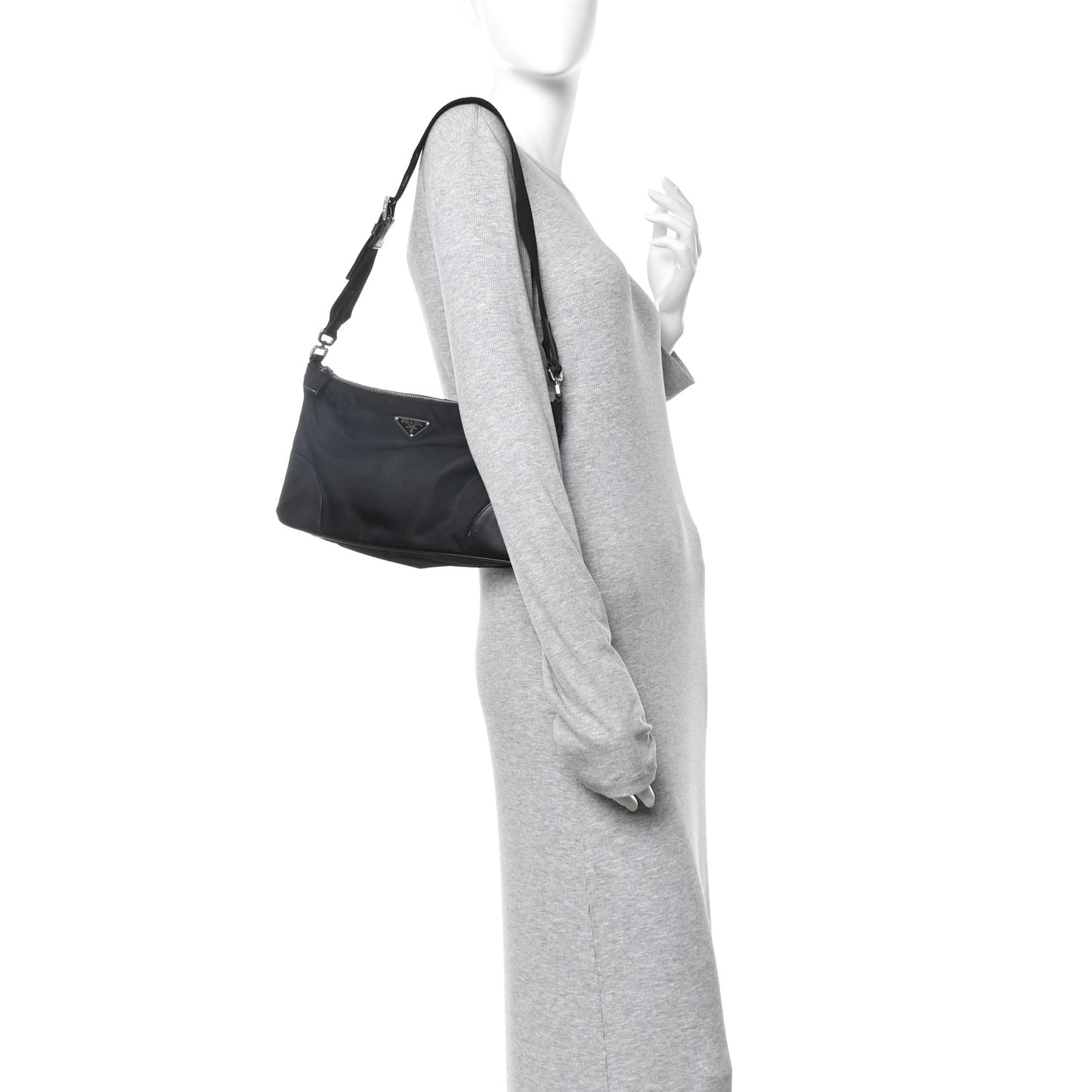 Tessuto Light Nylon Soft Calf Shoulder Bag Black