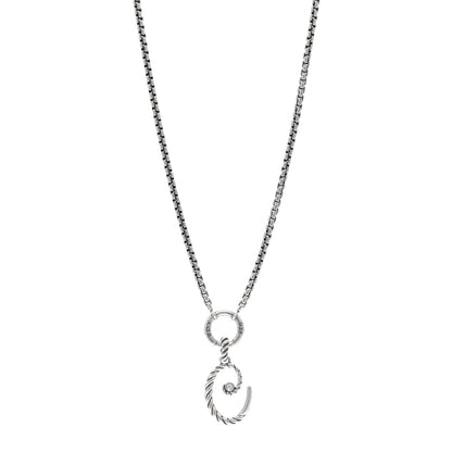 David Yurman Sterling Silver Diamond Initial C Charm Smooth Amulet Vehicle Box Chain Necklace 1 of 4