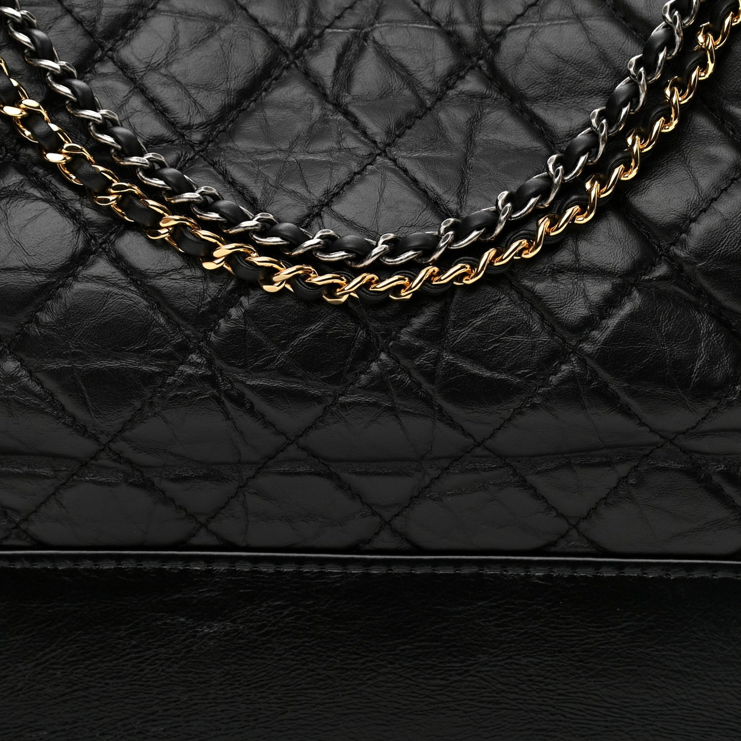 Aged Calfskin Quilted Medium Gabrielle Hobo Black