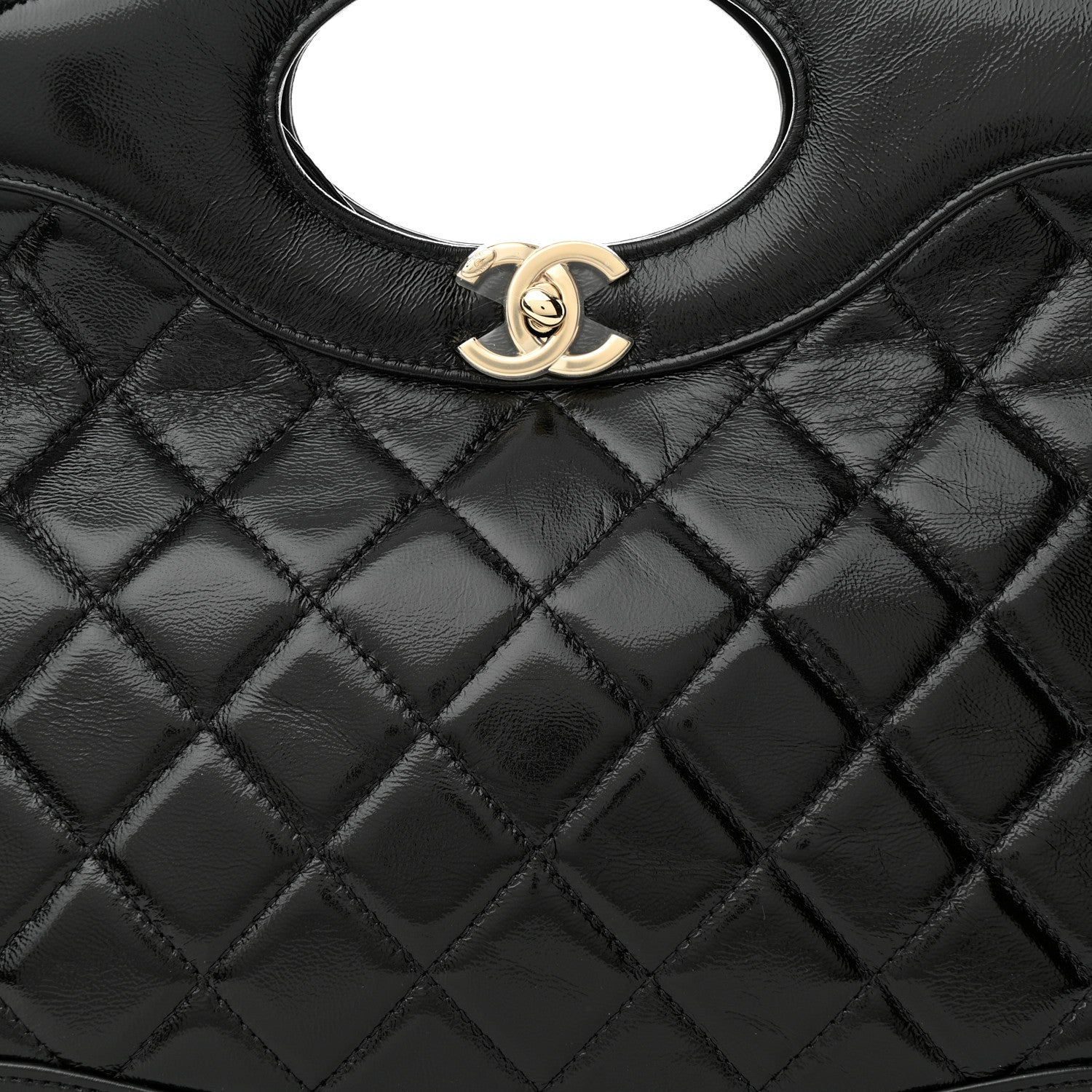 Chanel Shiny Lambskin Quilted 31 Shopping Bag Black 8 of 10