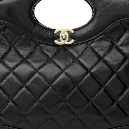 Chanel Shiny Lambskin Quilted 31 Shopping Bag Black 8 of 10