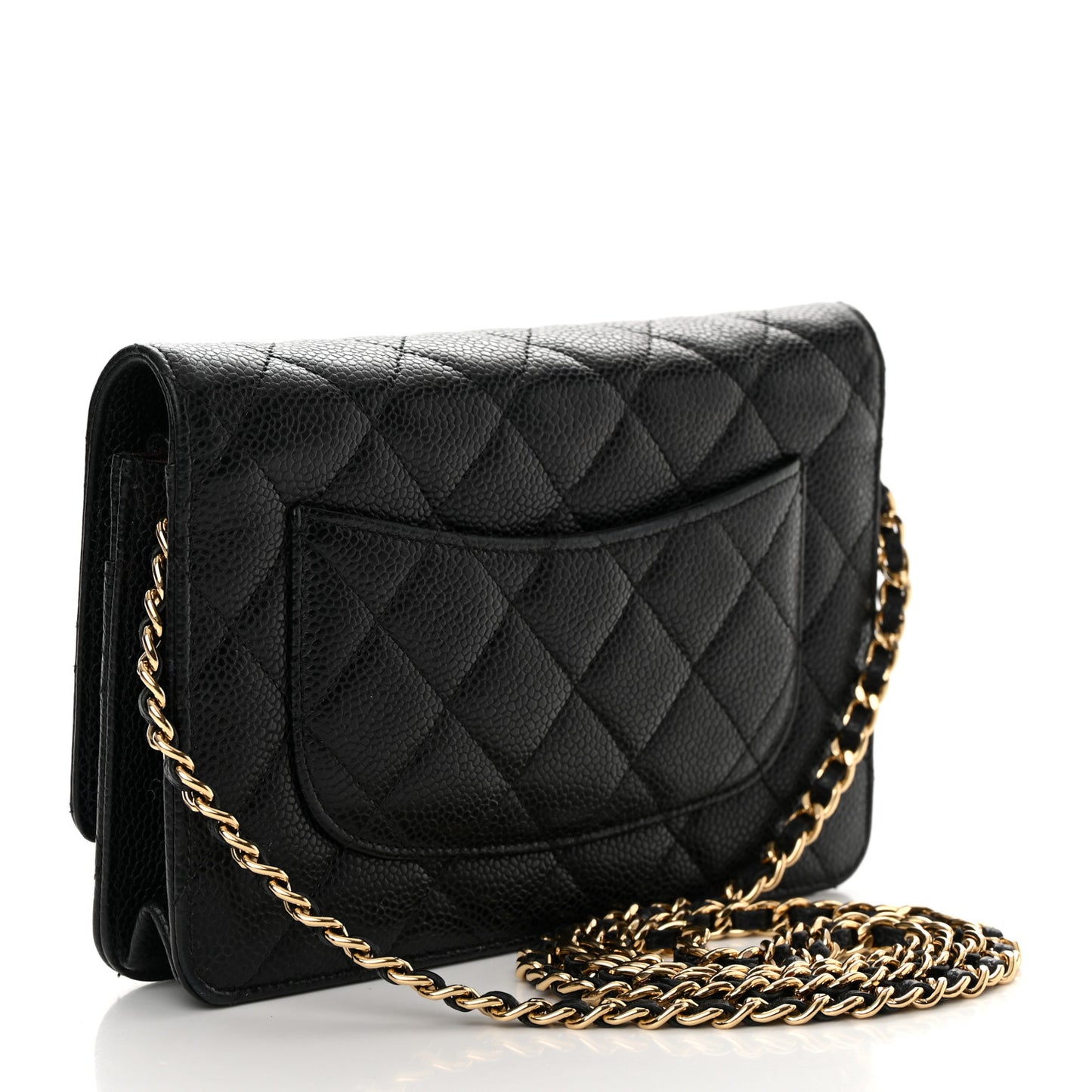 Caviar Quilted Wallet on Chain WOC Black
