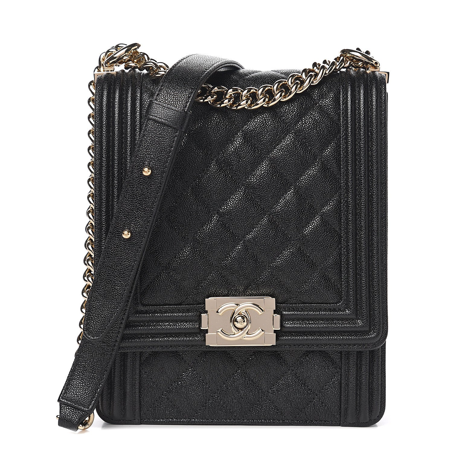 Chanel Caviar Quilted North South Boy Flap Black 1 of 9