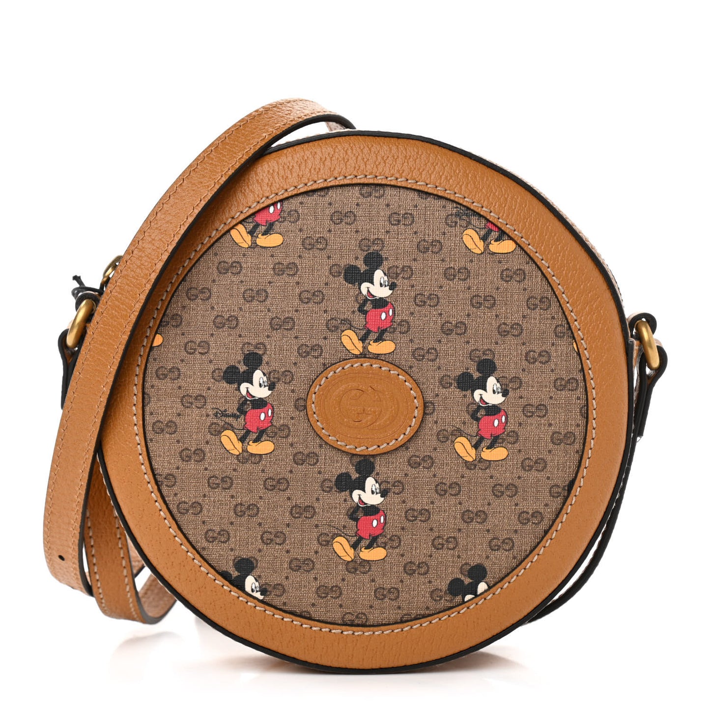 X DISNEY Mini Vintage GG Supreme Monogram Mickey Mouse Round Shoulder Bag Beige Vintage Sun Oil