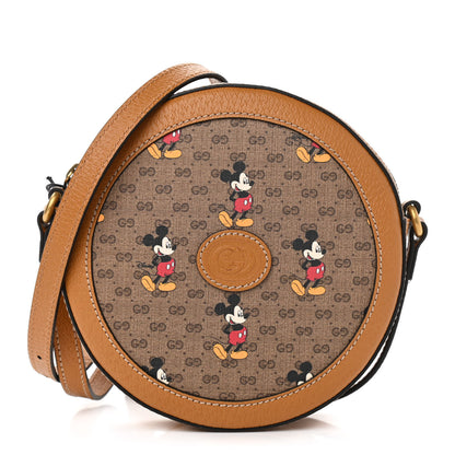 Gucci X DISNEY Mini Vintage GG Supreme Monogram Mickey Mouse Round Shoulder Bag Beige Vintage Sun Oil 1 of 10