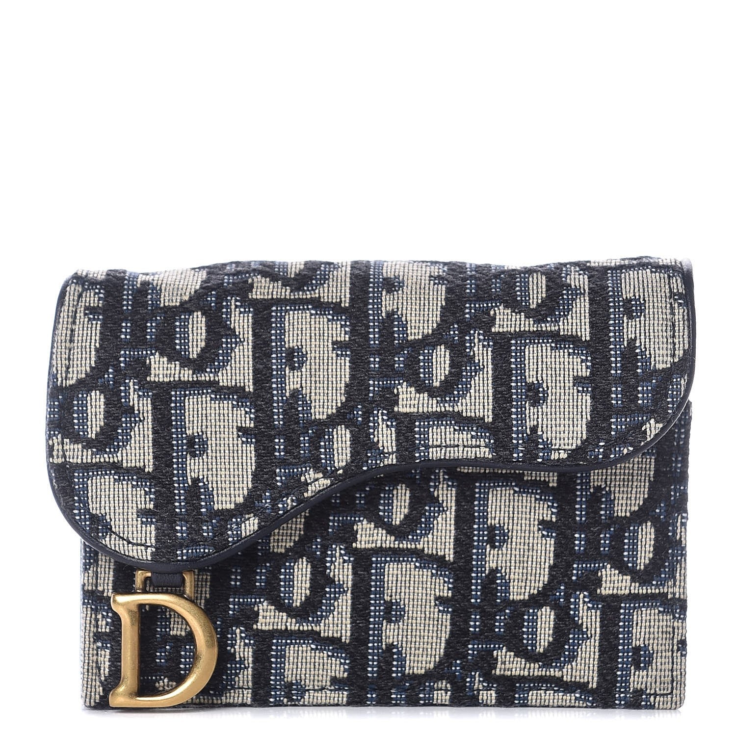Christian Dior Oblique Saddle Card Holder Blue 1 of 8