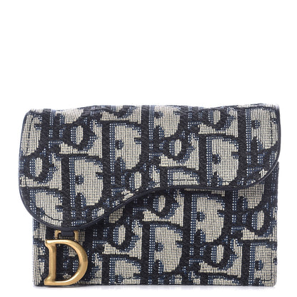 Christian Dior Oblique Saddle Card Holder Blue 1 of 8