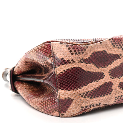 Gucci Snakeskin Bamboo Medium Lady Lock Top Handle Bag Burgundy 8 of 9