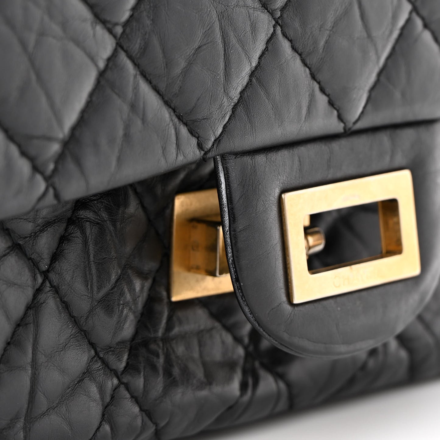Aged Calfskin Quilted 2.55 Reissue 227 Flap Black