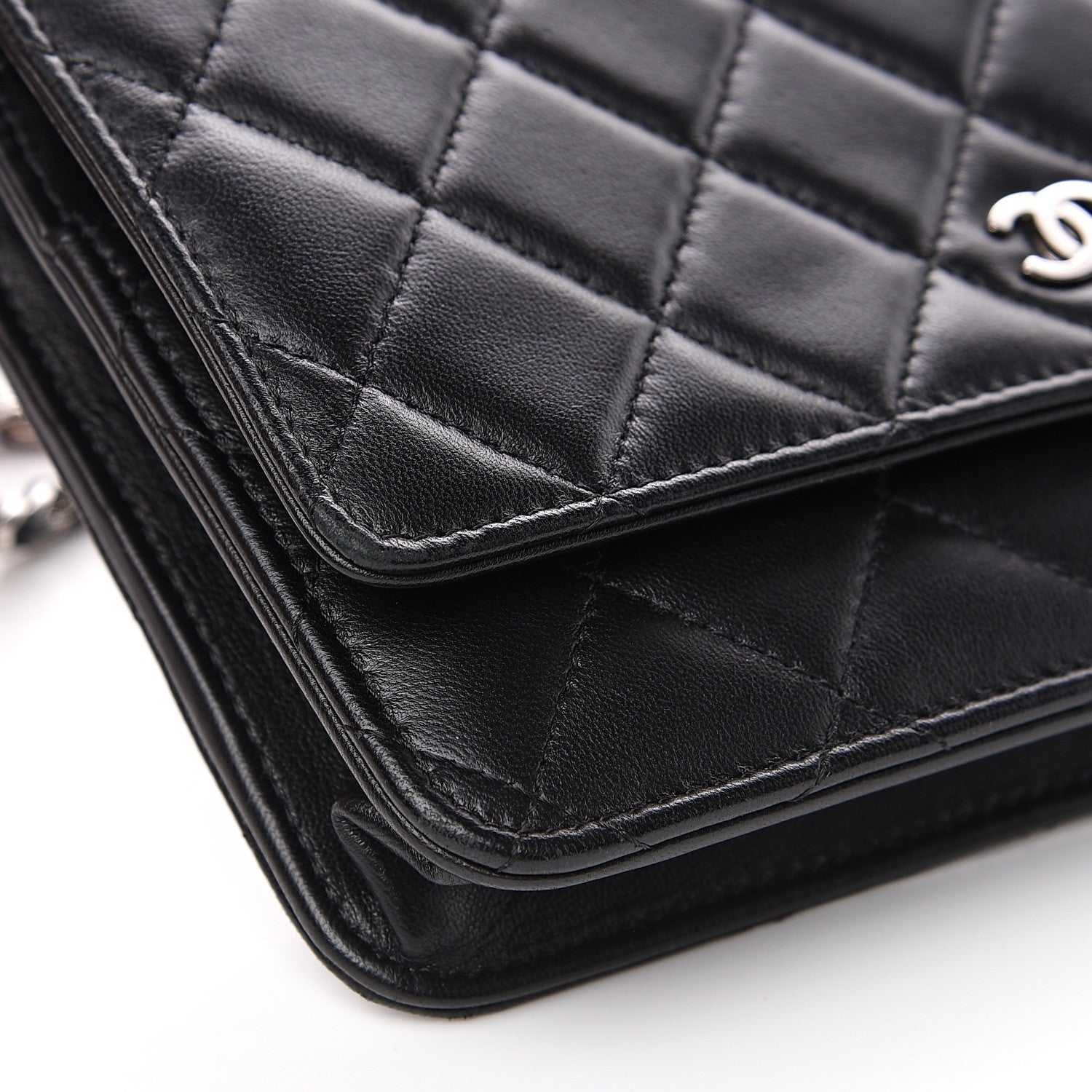 Chanel Lambskin Quilted Wallet On Chain WOC Black 9 of 12