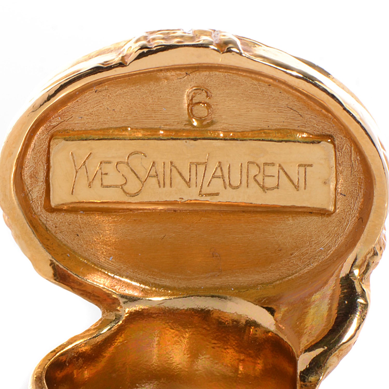 Saint Laurent Glass Cabochon Arty Ovale Ring 6 Gold Pink 4 of 5