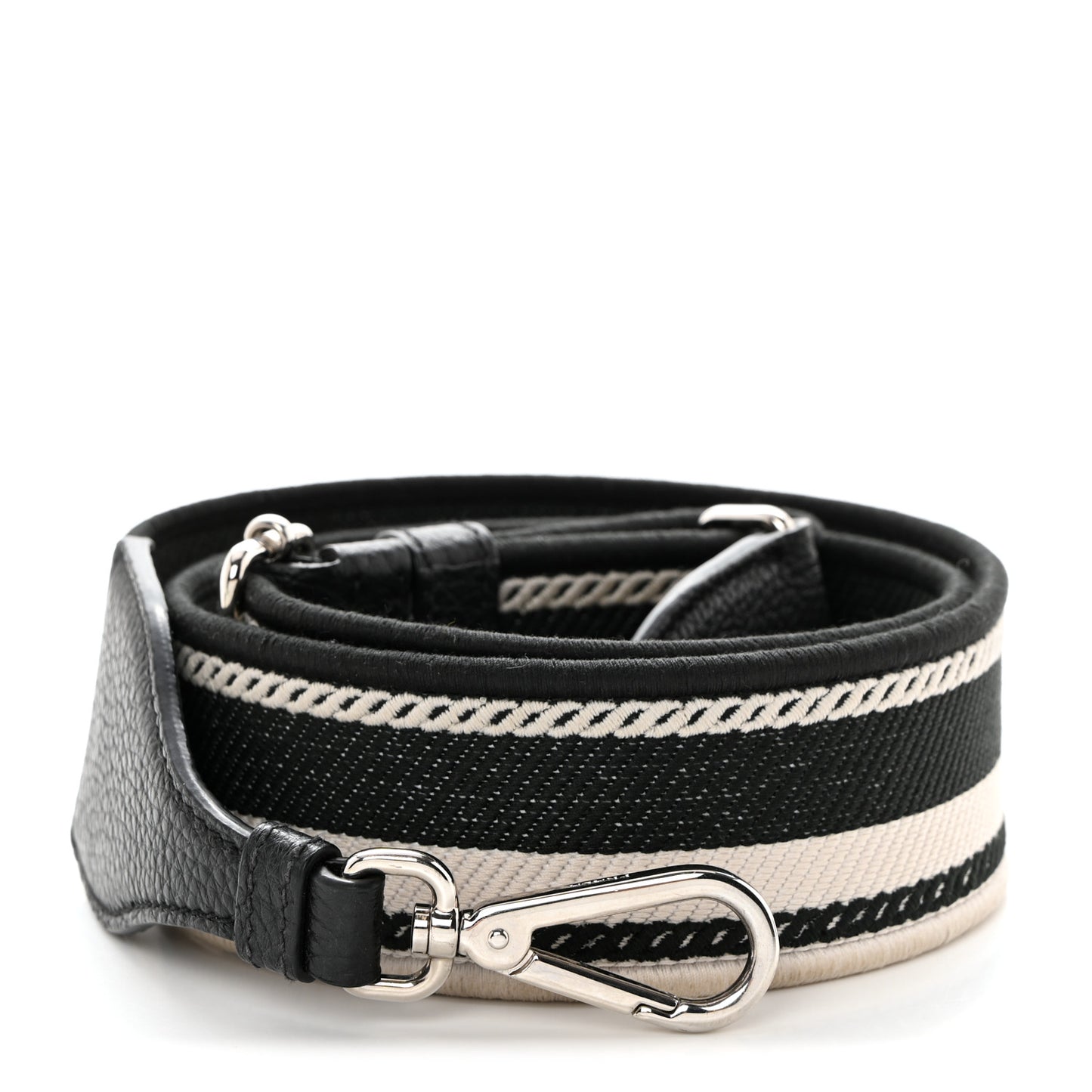 Canvas Calfskin Logo Shoulder Strap Black White