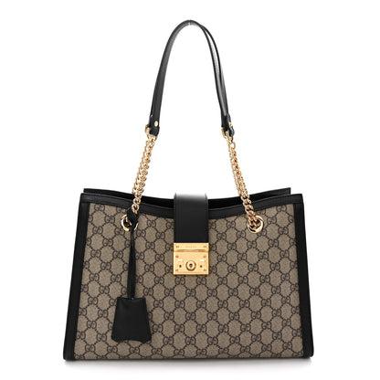 Gucci GG Supreme Monogram Medium Padlock Tote Black 1 of 10