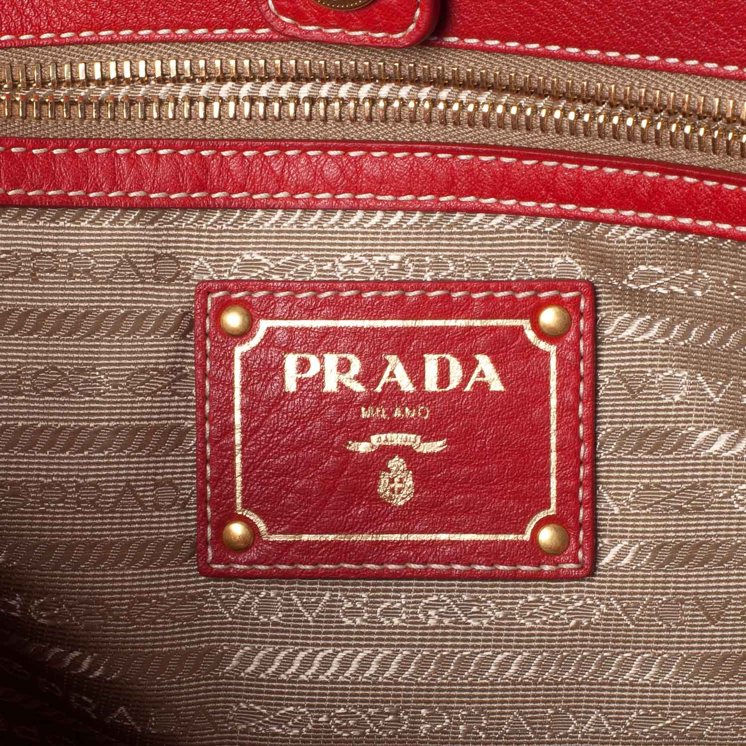 Prada Vitello Daino Tote Fuoco 8 of 12