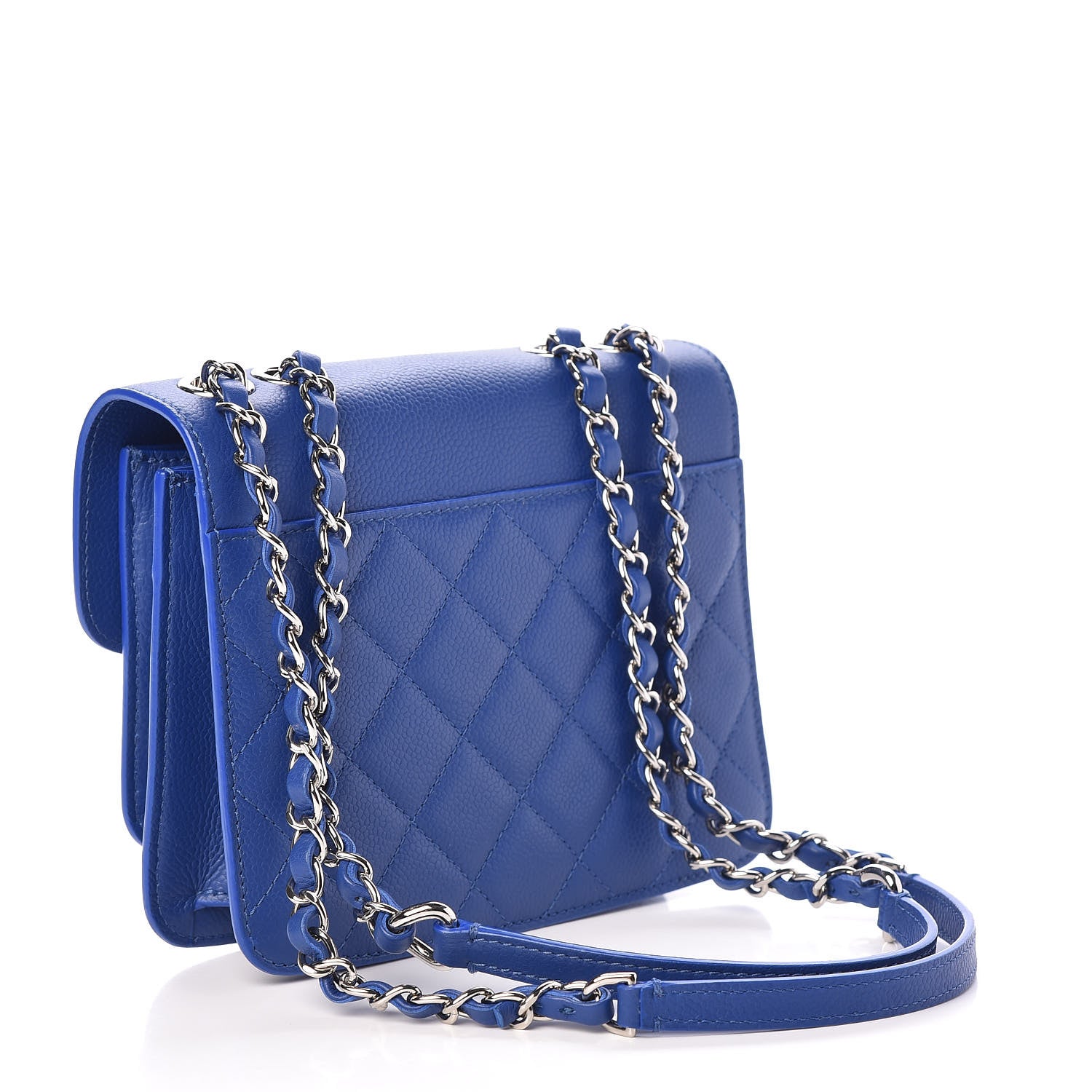 Chanel Caviar Quilted CC Box Flap Blue 3 of 11