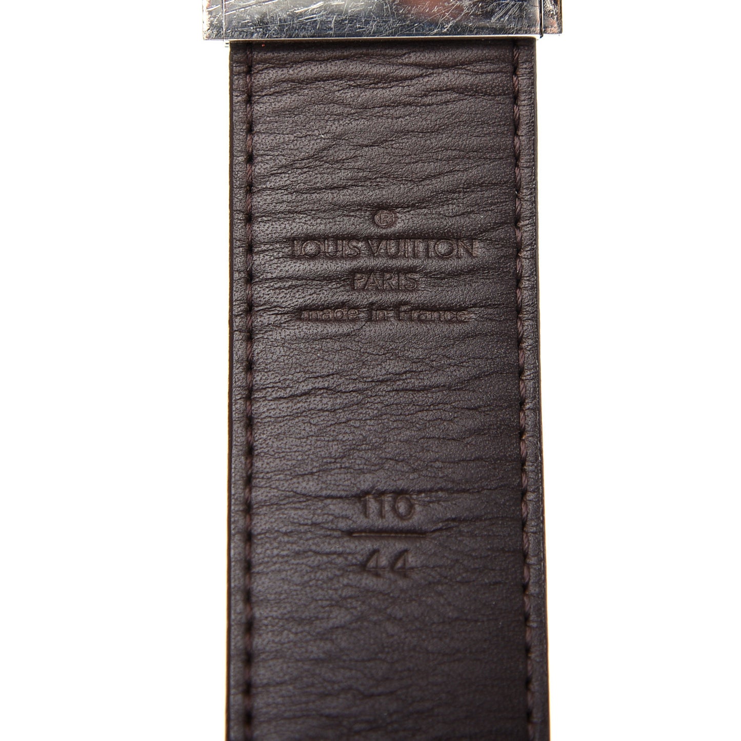 Damier Ebene LV Paris Buckle Belt 110 44 Silver