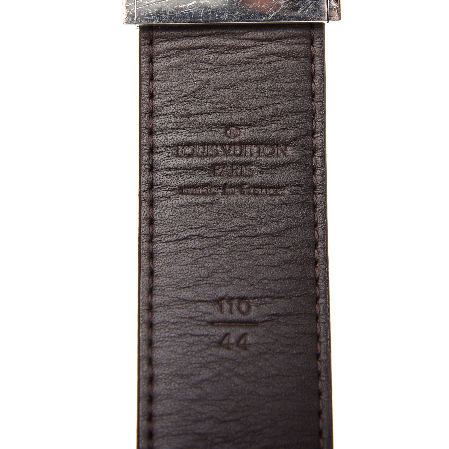 Louis Vuitton Damier Ebene LV Paris Buckle Belt 110 44 Silver 3 of 6