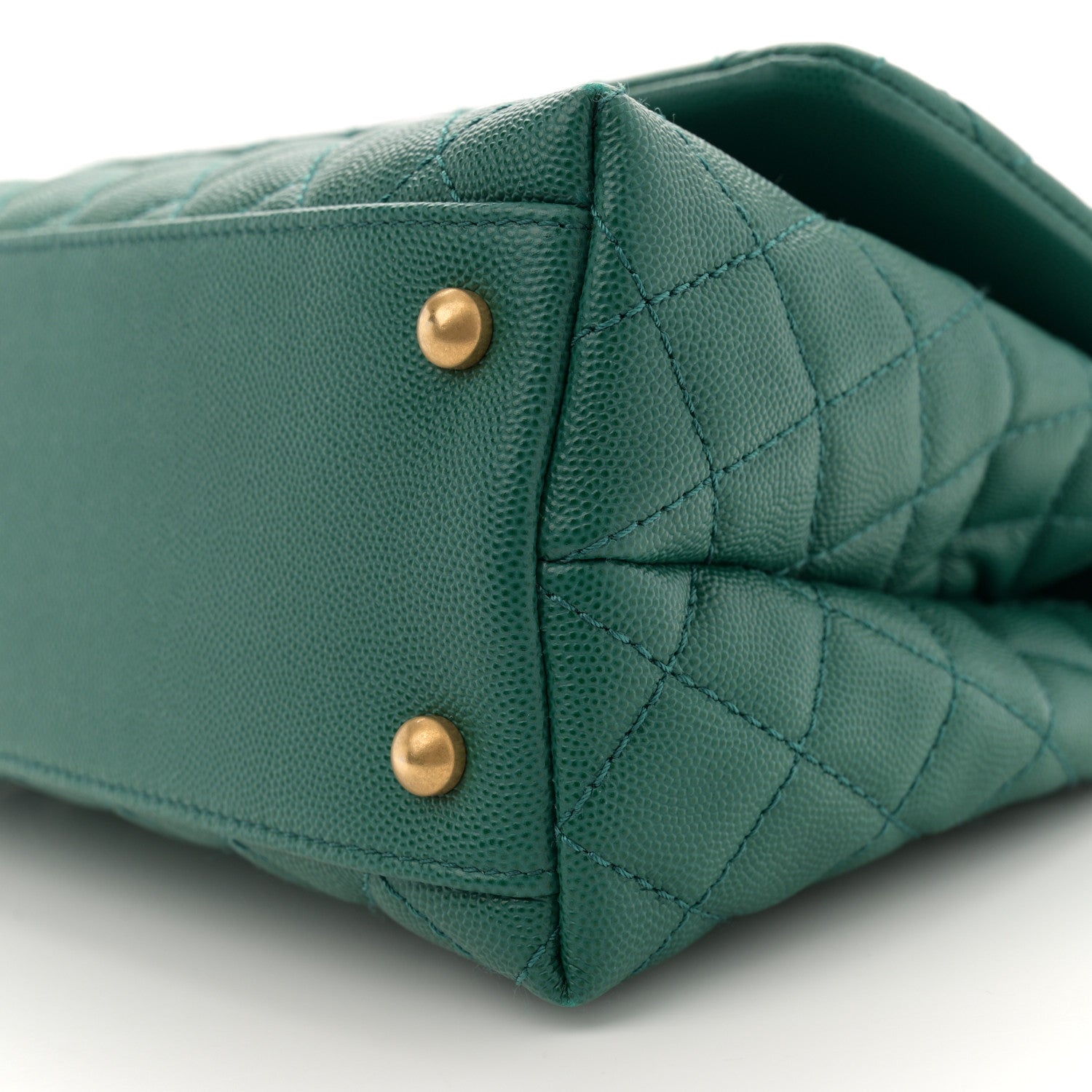 Chanel Caviar Quilted Small Coco Handle Flap Green 10 of 11