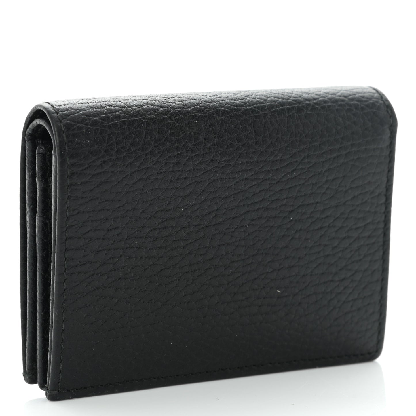 Pebbled Calfskin GG Marmont Card Case Black