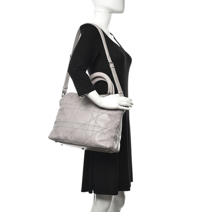 Christian Dior Lambskin Cannage Medium Granville Tote Grey 2 of 15