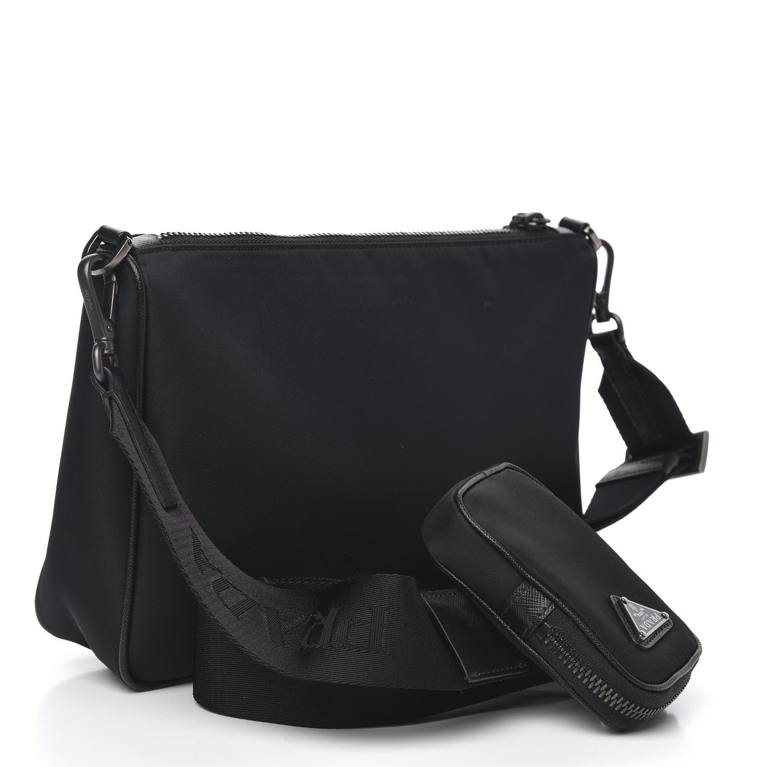 Prada Re-Nylon Saffiano Pocket Zippered Shoulder Bag Black 3 of 10
