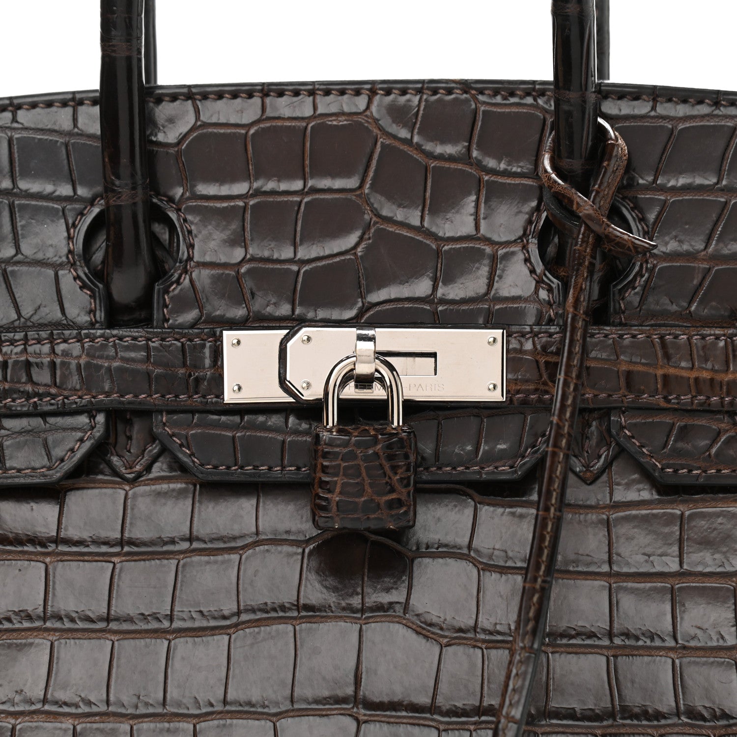 Hermes Shiny Porosus Crocodile Birkin 30 Havane 8 of 14