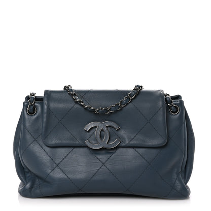 Chanel Washed Calfskin Quilted Hamptons Flap Bag Blue 1 of 9