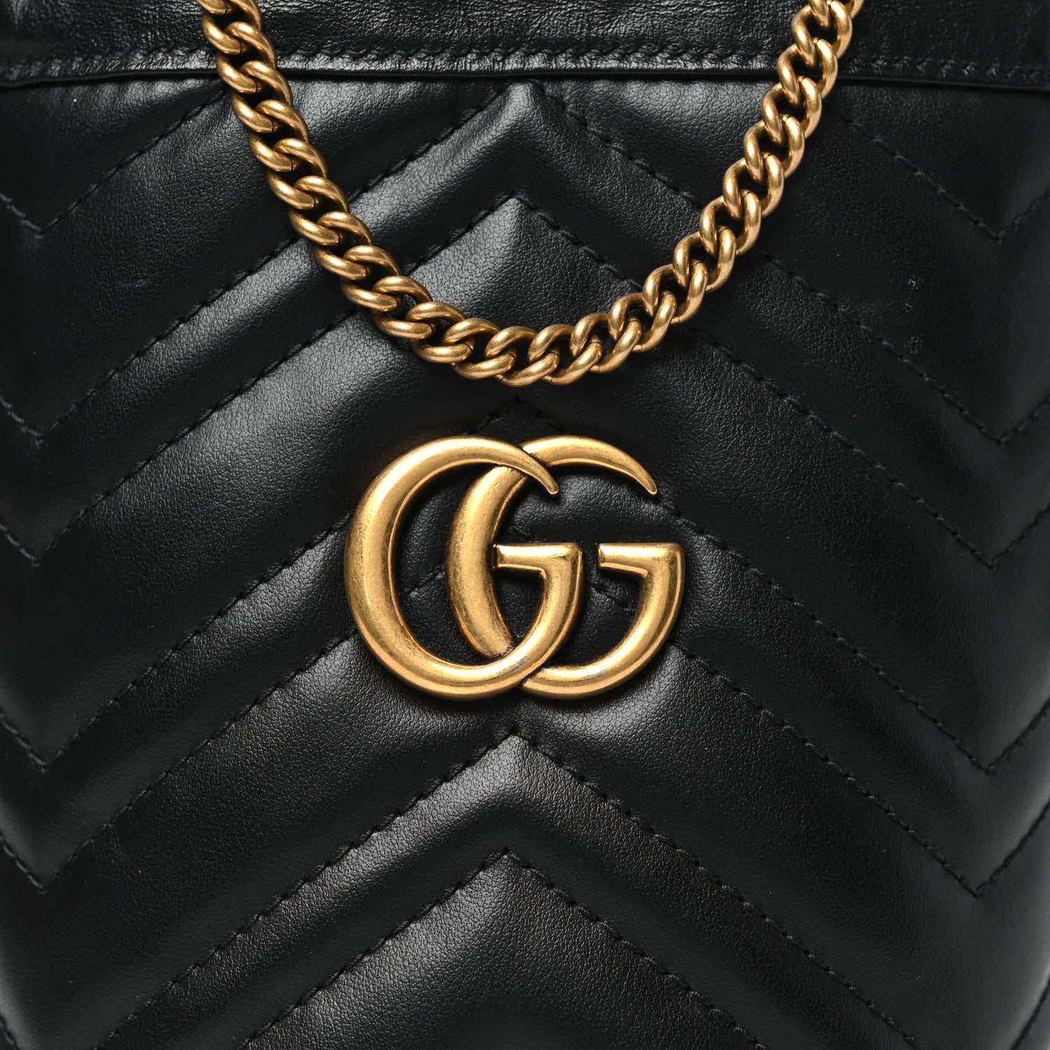 Gucci Calfskin Matelasse Mini GG Marmont 2.0 Bucket Bag Black 7 of 10