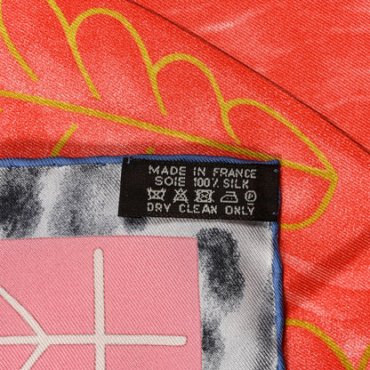 Hermes Silk Selle d'Officier En Grande Tenue Scarf 90 Framboise Corail Mordore 5 of 5