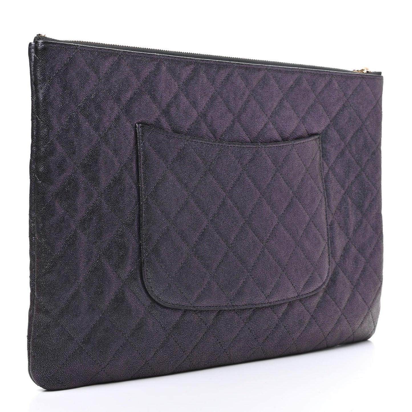 Iridescent Caviar Large Night by the C Pouch Clutch Black