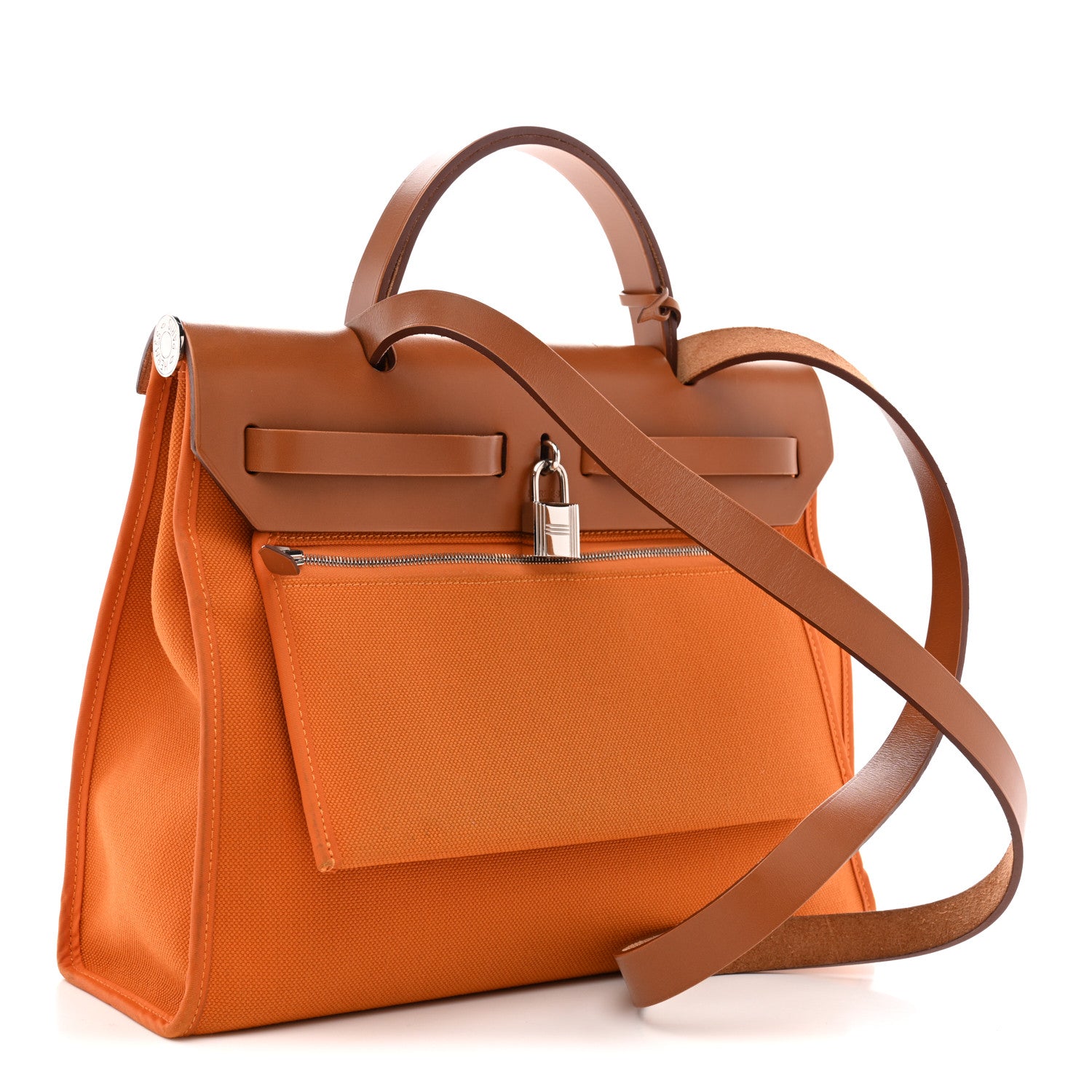 Hermes Vache Hunter Toile Herbag Zip 31 PM Orange Fauve 4 of 14
