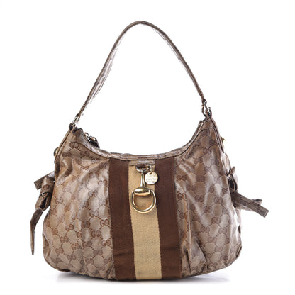 Gucci Crystal Monogram Web Hobo Brown 1 of 10