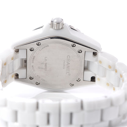 Chanel Stainless Steel Ceramic Diamond 33mm J12 Quartz Watch White 5 of 6