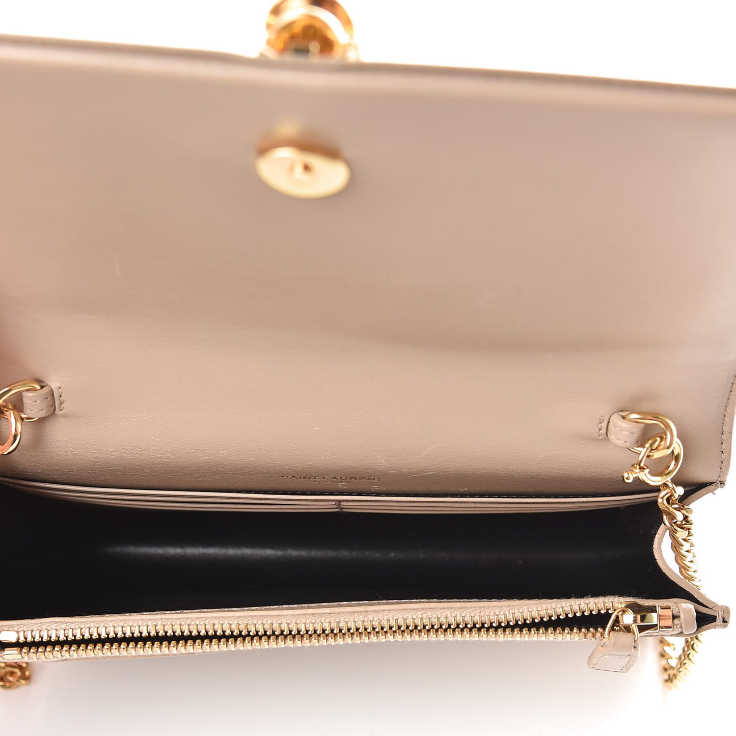 Smooth Calfskin Classic Monogram Kate Tassel Chain Wallet Dark Beige