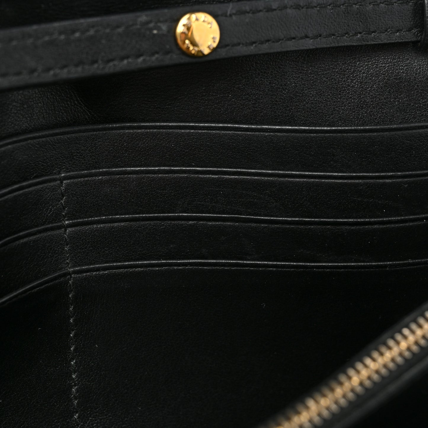 Soft Calfskin Quilted Chain Wallet Black