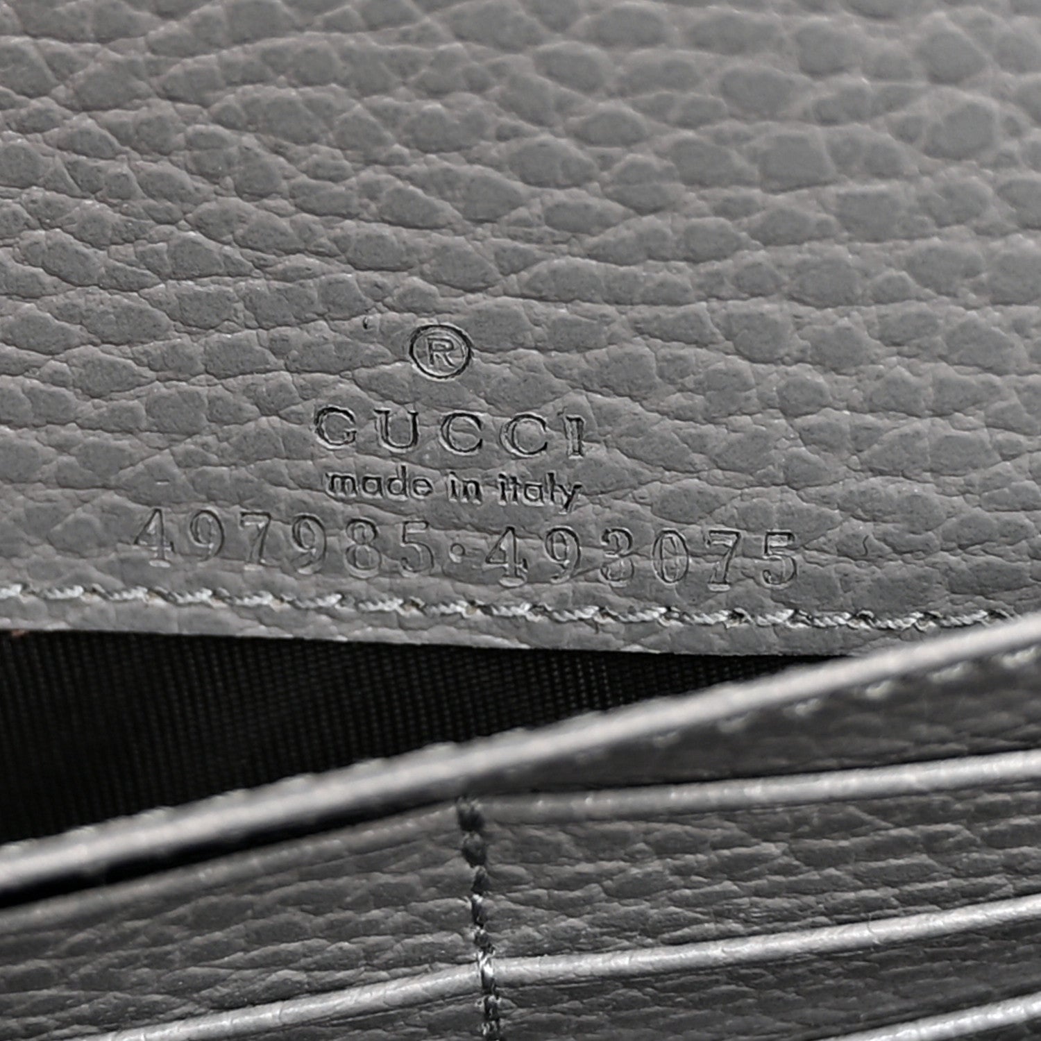 Gucci Dollar Calfskin Enamel Monochrome Mini GG Marmont Chain Wallet Deep Grey 6 of 10