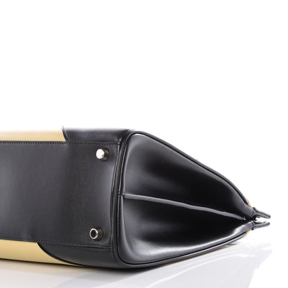 Gucci Smooth Calfskin Diagonal Striped Medium Zumi Top Handle Bag Black Beige 9 of 10