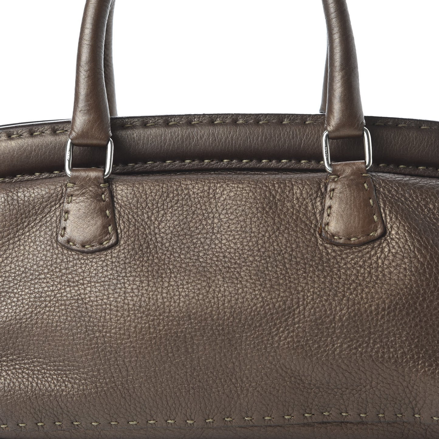 Metallic Calfskin Romano Selleria Adele 1328 Bag Brown