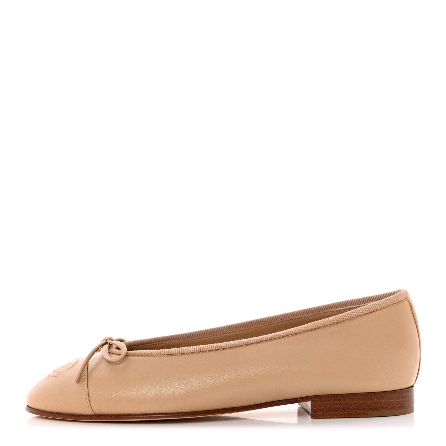 Lambskin Cap Toe CC Ballerina Flats 35 Beige