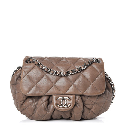 Chanel Crumpled Lambskin Quilted Medium Chain Around Flap Light Khaki 1 of 8