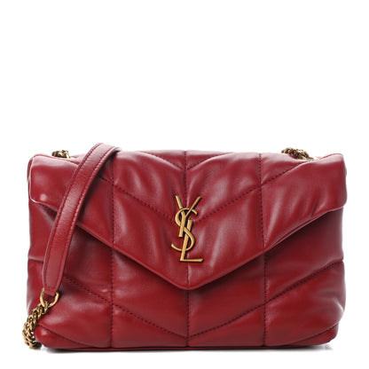 Saint Laurent Lambskin Quilted Toy Loulou Puffer Monogram Chain Satchel Red 1 of 8